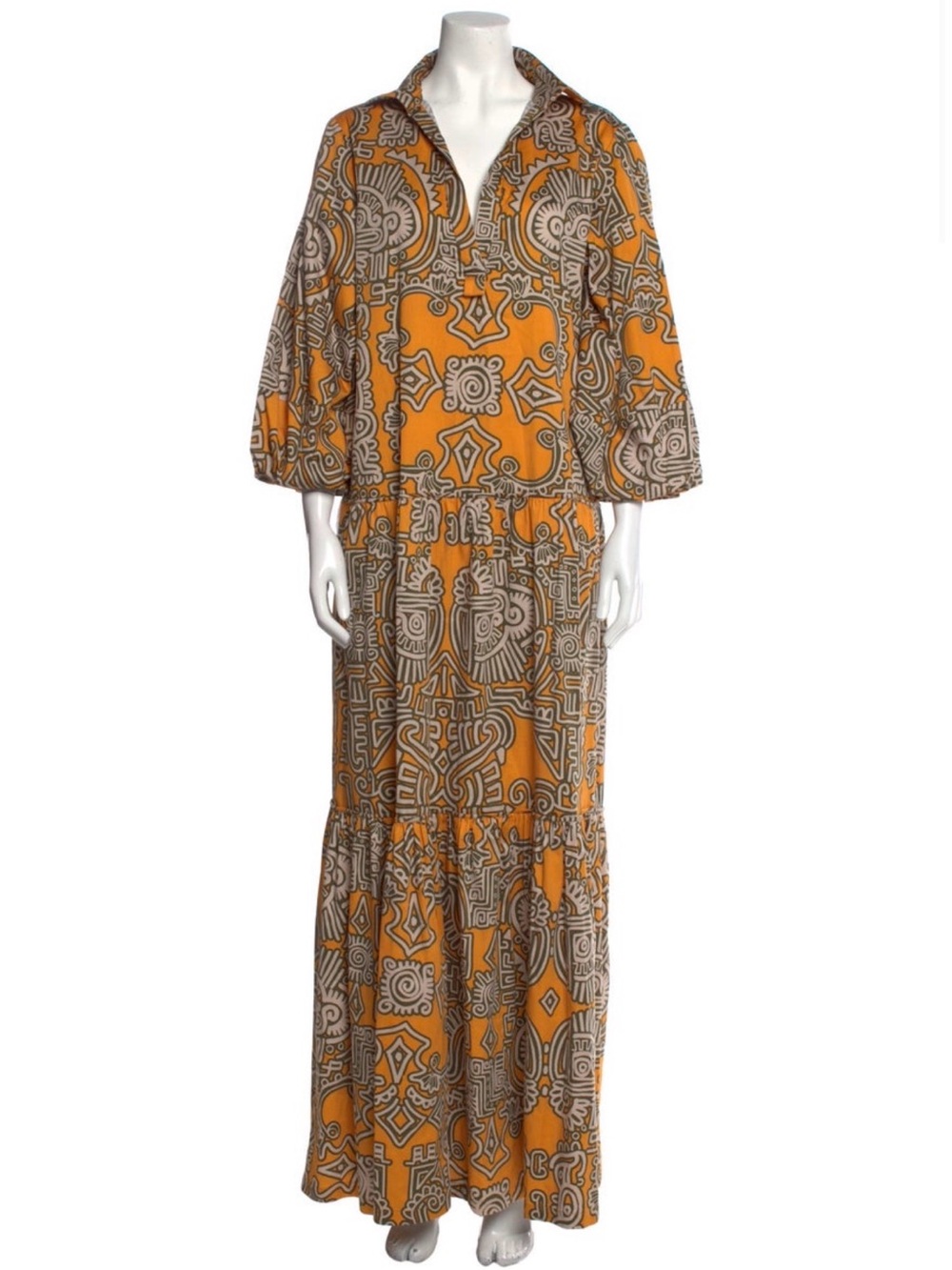 Andres Otalora Orange Printed Maxi Dress